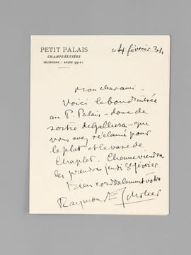 [ Lot de 4 lettres autographes signées ] 1 L.A.S. de 3 pages, datée du 11 mars 1924: Raymond Escholier y présente un bref curriculum vitae, avec le ...