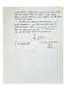 Lettre autographe signée datée du14 janvier 1932, adressée au «Gouverneur Généralde l'Exposition coloniale »  à propos de la Légion d’Honneur. Victime ...