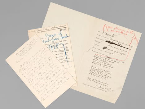 [ Lot de 2 belles pièces autographes signées ] 1 L.A.S. de 3 pp., datée du 12 mai 1908: «Mon cher ami, il pleut, mais ton article sur le Briseur de ...