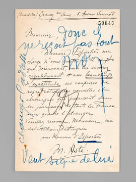 [ Lot de 2 belles pièces autographes signées ] 1 L.A.S. de 3 pp., datée du 12 mai 1908: «Mon cher ami, il pleut, mais ton article sur le Briseur de ...