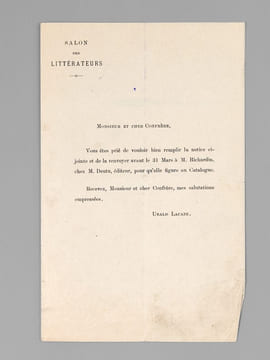 [ Lot de 2 belles pièces autographes signées ] 1 L.A.S. de 3 pp., datée du 12 mai 1908: «Mon cher ami, il pleut, mais ton article sur le Briseur de ...