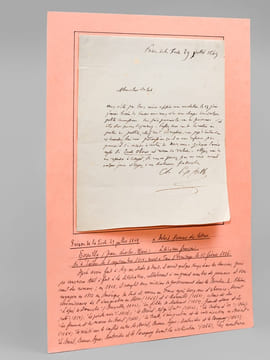 Lettre autographe signée, datée de la Prison de la [ … ] le 29 juillet 1849: «Mon cher Dulord, Vous n’êtes pas sans avoir appris mon arrestation le 13 ...