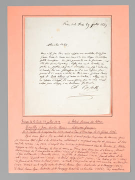 Lettre autographe signée, datée de la Prison de la [ … ] le 29 juillet 1849: «Mon cher Dulord, Vous n’êtes pas sans avoir appris mon arrestation le 13 ...