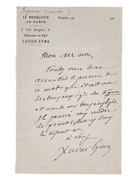 [ Lot de 5 lettres autographes signées ] 1 L.A.S. d’une page datée du 24 rue de Milan: «Mon cher monsieur, Je vous laisse cy joint mon volume des ...