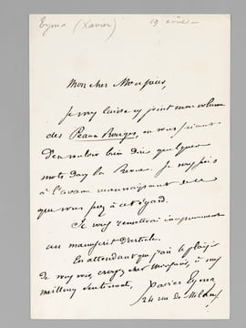 [ Lot de 5 lettres autographes signées ] 1 L.A.S. d’une page datée du 24 rue de Milan: «Mon cher monsieur, Je vous laisse cy joint mon volume des ...