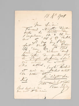 [ Lot de 5 lettres autographes signées ] 1 L.A.S. d’une page datée du 24 rue de Milan: «Mon cher monsieur, Je vous laisse cy joint mon volume des ...
