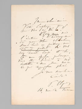[ Lot de 5 lettres autographes signées ] 1 L.A.S. d’une page datée du 24 rue de Milan: «Mon cher monsieur, Je vous laisse cy joint mon volume des ...