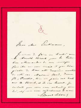 [ Lettre autographe signée adressée à l'écrivain Emile Erckmann : ] 1 L.A.S. d'une page, non datée : "Mon cher Erckmann, Je viens de faire un traité ...