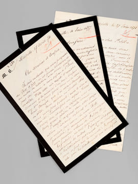 [ 3 lettres autographes signées adressées à Melchior Barthès : ] 1 L.A.S. de 2 pages datée de Marseille le 17 avril 1874 : [ Marius Bourrely se ...