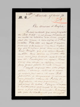 [ 3 lettres autographes signées adressées à Melchior Barthès : ] 1 L.A.S. de 2 pages datée de Marseille le 17 avril 1874 : [ Marius Bourrely se ...