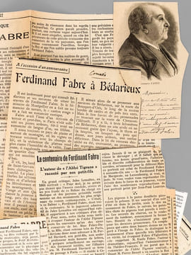 [ Ensemble de documents consacrés à Ferdinand Fabre, dont 6 lettres autographes signées et 2 cartes de visites avec mention autographe de Ferdinand ...