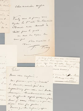 [ Ensemble de documents consacrés à Ferdinand Fabre, dont 6 lettres autographes signées et 2 cartes de visites avec mention autographe de Ferdinand ...