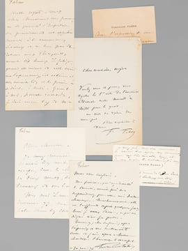 [ Ensemble de documents consacrés à Ferdinand Fabre, dont 6 lettres autographes signées et 2 cartes de visites avec mention autographe de Ferdinand ...