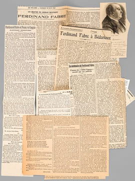 [ Ensemble de documents consacrés à Ferdinand Fabre, dont 6 lettres autographes signées et 2 cartes de visites avec mention autographe de Ferdinand ...