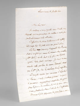 [ Lettre autographe signée : ] 1 L.A.S. datée de Louveciennes, 11 juillet 1864 : [ Il évoque ses recherches dans les archives de Seine-et-Marne et de ...