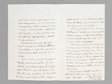 [ Lettre autographe signée : ] 1 L.A.S. datée de Louveciennes, 11 juillet 1864 : [ Il évoque ses recherches dans les archives de Seine-et-Marne et de ...