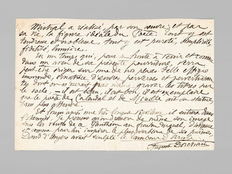 [ Pièce autographe signée, billet consacré à Frédéric Mistral : ] 1 P.A.S. d'une page : "Mistral a réalisé par son oeuvre et par sa vie la figure ...