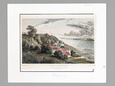Banks of the Garonne near Bordeaux [ On joint: ] Bordeaux [ 2 gravures en couleurs ]