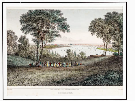Banks of the Garonne near Bordeaux [ On joint: ] Bordeaux [ 2 gravures en couleurs ]. BATTY, Captain ; CORBOULD, G