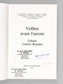 Veilleur avant l'aurore. Colloque Lambert Beauduin.. Collectif ; VON ALLMEN, J. J. ; AUBERT, R. ; EGENDER ; WILLEBRANDS ; etc.