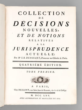 Collection de décisions nouvelles et de notions relatives à la jurisprudence actuelle (3 Tomes - Complet). DENISART, Jean Baptiste