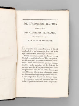 [ Recueil de 6 titres en éditions originales : ] De l’administration financière des communes de France, avec quelques applications à la ville de ...