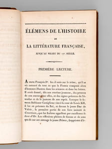 Elémens de l'Histoire de la Littérature Française jusqu'au milieu du 17e siècle [ Edition originale ]