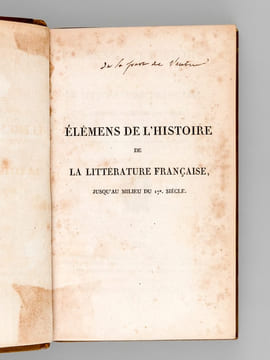 Elémens de l'Histoire de la Littérature Française jusqu'au milieu du 17e siècle [ Edition originale ]. CHARBONNIERES, A. de ; [ CHARBONNIERES, Antoine ...