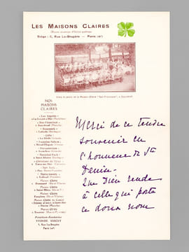[ 3 lettres autographes signées de remerciements pour l'oeuvre "Les Maisons Claires" ] "Mais que vos 25 ans sont tendres et que votre lettre est bonne ...