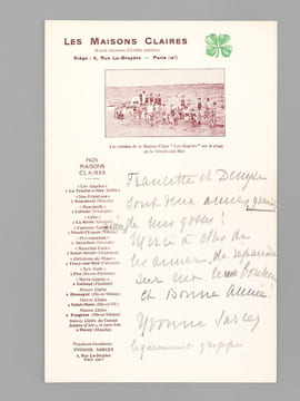 [ 3 lettres autographes signées de remerciements pour l'oeuvre "Les Maisons Claires" ] "Mais que vos 25 ans sont tendres et que votre lettre est bonne ...