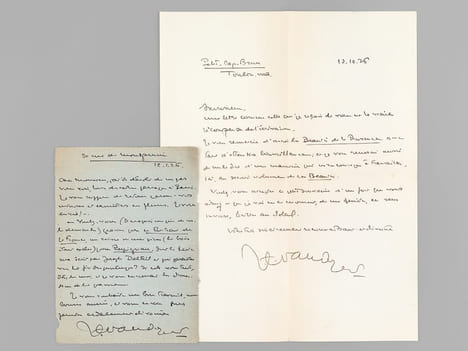 [ 2 lettres autographes signées : ] 1 L.A.S. datée du 12 janvier 1926, adressée à l'artiste Roger Grillon : [ il regrette de ne pas l'avoir croisé à ...