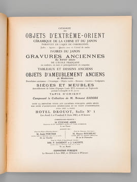 Deuxième vente de la collection de M. Armand Esders. Catalogue des Objets d'Extrême-Orient Céramique de la Chine et du Japon Paravent en laque de ...