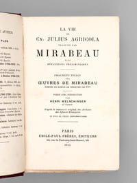 Tacite et Mirabeau. Fragment inédit des Oeuvres de Mirabeau écrites au Donjon de Vincennes en 1779 avec fac-similé [ La Vie de Cn. Julius Agricola traduite par Mirabeau avec réfléxions préliminaires ]