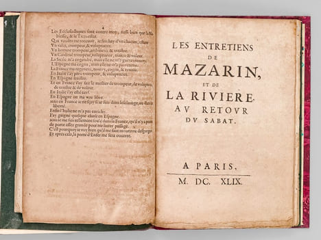 [ Recueil de 9 Mazarinades  ] Apologie pour Monseigneur le Cardinal Mazarin, tirée d'une Conférence entre son Eminence et Monsieur ****** homme de ...