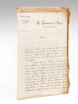 Courrier privé adressé par M. Preyssac de Nogaret, Commissaire de Police de la ville d'Embrun, à M. Dubreuil à propos d'un De Nogaret surnommé ...