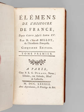 Elémens de l'Histoire de France, depuis Clovis jusqu'à Louis XV (3 Tomes - Complet). MILLOT, Abbé