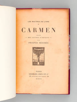 Carmen suivi de Lettres adressées d'Espagne au Directeur de la Revue de Paris. MERIMEE, Prosper ; (JOU, Louis)