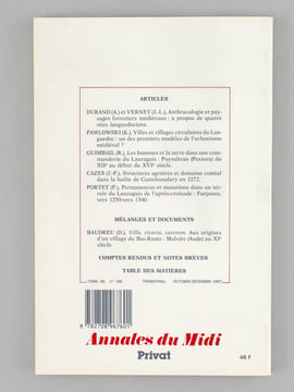 Paysages, habitat et vie rurale dans le Languedoc médiéval. Annales du Midi. Revue archéologique, historique et philologique de la France médiévale. ...