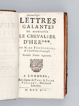 Oeuvres diverses de M. de Fontenelle. Tome Second : Les Lettres Galantes de M. le Chevalier d'Her*** ; Les Poésies Pastorales avec un Traité sur la ...