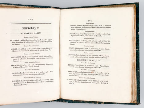 [ Recueil de 12 discours dont 8 Discours et Palmarès aux Prix du Concours Général, Discours latins, pour les années 1790, 1810, 1811, 1812, 1814, ...