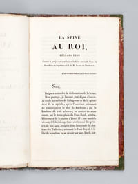 La Seine au Roi, Réclamation contre le Projet extraordinaire de faire servir de l'Eau du Jourdain au Baptême de S.A.R. le Duc de Bordeaux [ Edition originale ]