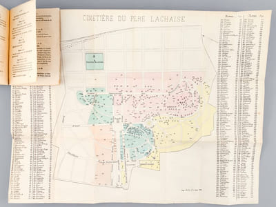 Les Cimetières de Paris. Guide topographique, historique, biographique, artistique, avec Trois Plans [ Edition originale ] Guide dans les Cimetières de Paris contenant l'esquisse descriptive et topographique de ces lieux, des notices biographiques sur les personnages illustres, des aperçus artistiques sur les principaux monuments, avec les plans des cimetières du Père Lachaise, de Montmartre et de Montparnasse