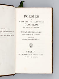 Poésies de Marguerite-Eléonore Clotilde de Vallon-Chalys, depuis Madame de Surville, poète français du XVe siècle
