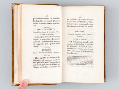 Petit Almanach Législatif, ou La Vérité en Riant sur nos Députés [ Avec : ] La Macédoine libérale, ou Faits, événements, récits, anecdotes, saillies, naïvetés, maximes, contes, fables, épigrammes, chansons, etc., etc., extraits des journaux, écrits, semi-périodiques, brochures et ouvrages publiés depuis six ans [ Editions originales ]