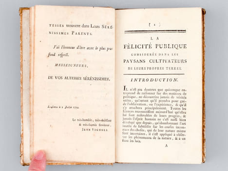 La Félicité Publique considérée dans les Paysans Cultivateurs de leurs propres terres, Traduit de l'Italien par Mr. Vignoli [ Edition originale de la ...