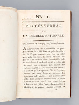 Procés-Verbal de l'Assemblée Nationale ( Du n° 1 du 17 juin 1789 au n° 63 du 31 août) 1789 ) [ Contient également : ] Motion de M. l'Abbé Grégoire, ...