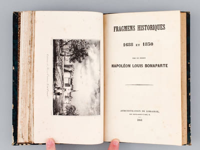 [ Recueil de 6 ouvrages :] Joseph Napoléon jugé par ses contemporains [ Suivi de : ] Notice sur les écrits de Louis-Napoléon Bonaparte [ Suivi de : ] Napoléon-Louis Bonaparte retenu en prison. Simple récit par M. Sylvestre Poggioli [ Suivi de : ] Considérations politiques et militaires sur la Suisse  [ Suivi de : ] Fragmens historiques 1688 et 1830 par le Prince Napoléon Louis Bonaparte  [ Suivi de : ] Moyen d'empêcher tout débarquement sur les Côtes de France et d'Angleterre et d'utiliser les vaisseaux de ligne, ou réponse à la note de Mr le Prince de Joinville sur les forces navales de la France, par A. M. Reybert