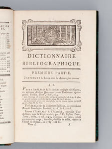 Dictionnaire bibliographique, historique et critique, des livres rares, précieux, singuliers, curieux, estimés et recherchés. Tome 1 : A - G ; Tome  2 : H - Sca ; Tome 3 : Sch - Z  ; Tome  4 : Supplément  (3 Tomes et Supplément - Complet) [ Edition originale ]