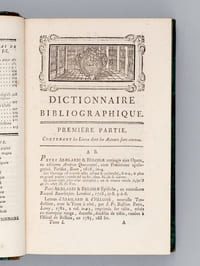 Dictionnaire bibliographique, historique et critique, des livres rares, précieux, singuliers, curieux, estimés et recherchés. Tome 1 : A - G ; Tome  2 : H - Sca ; Tome 3 : Sch - Z  ; Tome  4 : Supplément  (3 Tomes et Supplément - Complet) [ Edition originale ]