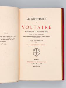 Le Sottisier de Voltaire publié pour la première fois d'après une copie authentique faite sur le manuscrit autographe conservé au Musée de l'Ermitage à Saint-Pétersbourg [ Edition originale ]